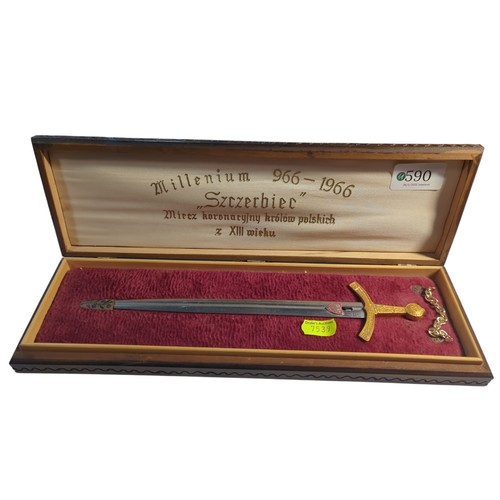 590 - 1966 Millenium Szczerbiec sword letter opener in original box