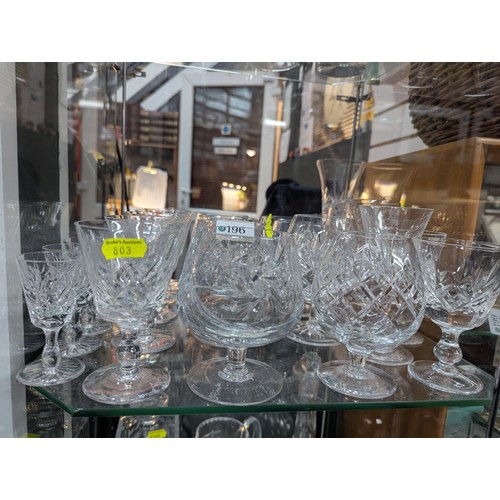 196 - All crystal glasses on shelf