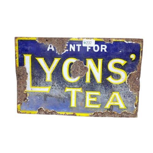 237 - Lyon's Tea enamel sign. W41cm H26cm.