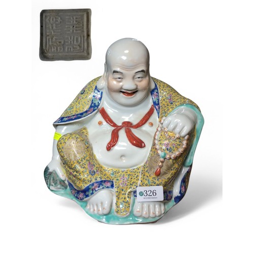 326 - Chinese porcelain figure of Putai, 20th century, impressed marks to base, height 23cm