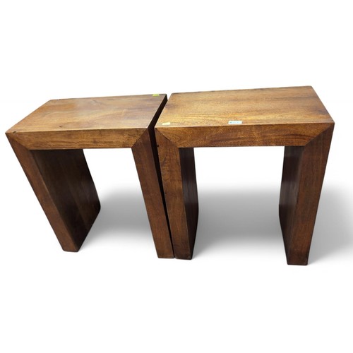 375 - Pair of side tables. Each W51cm D31cm H60cm. 