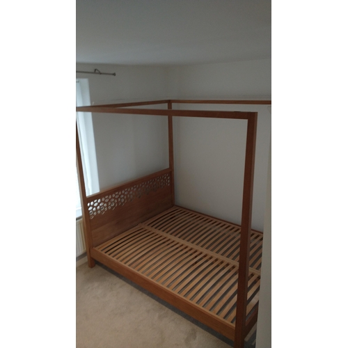 615 - King size oak four poster bed frame by Habitat Approx H200cm x w160cm