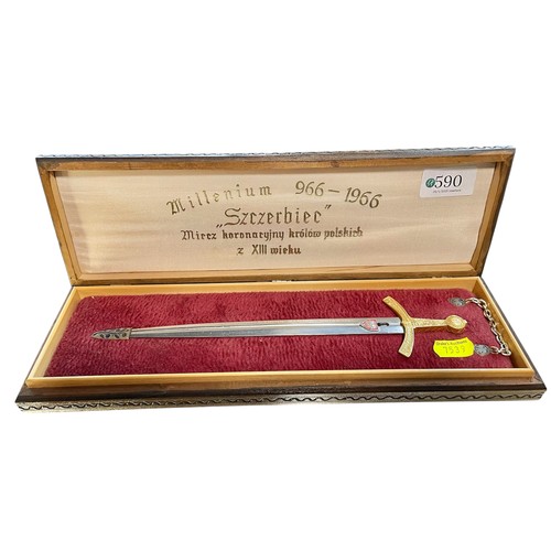 590 - 1966 Millenium Szczerbiec sword letter opener in original box