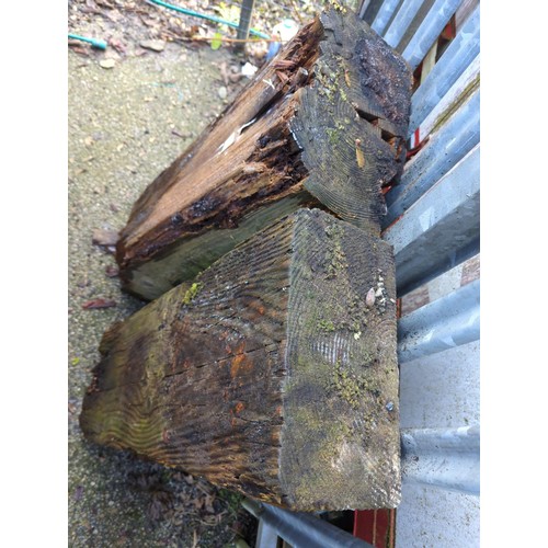 44 - 2 x railway sleepers. L107cm D36cm H19cm.