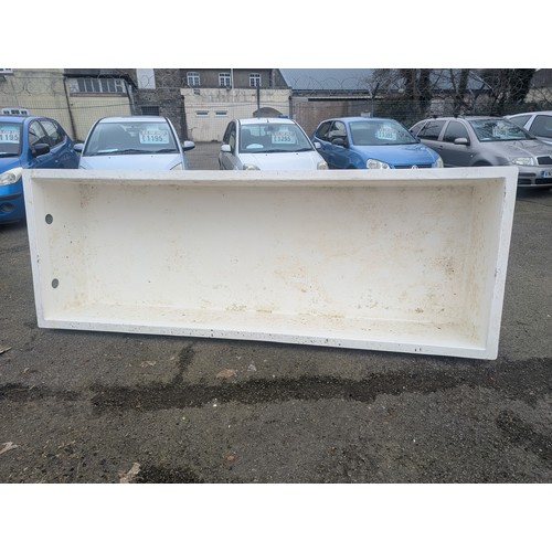 54 - Large fibreglass tank, previously used for growing marine coral. 2 circular holes at one end. W110cm... 