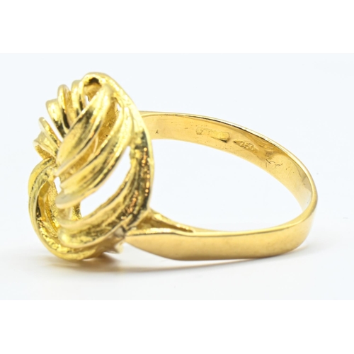 8 - High grade yellow metal open work knot ring, stamped 750 with rubbed Italian marks, size L, 4.46 gra... 