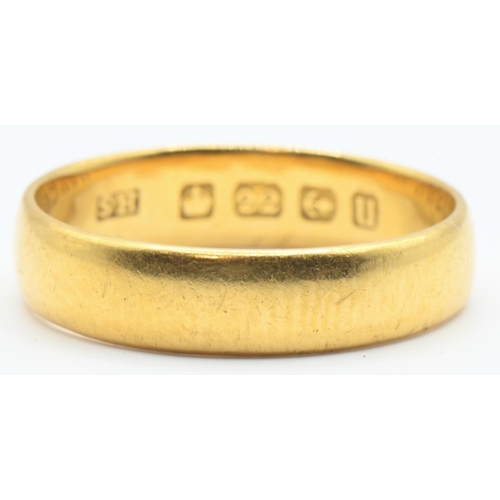 11 - 22ct gold band ring, Birmingham hallmark, size L, 3.6 grams