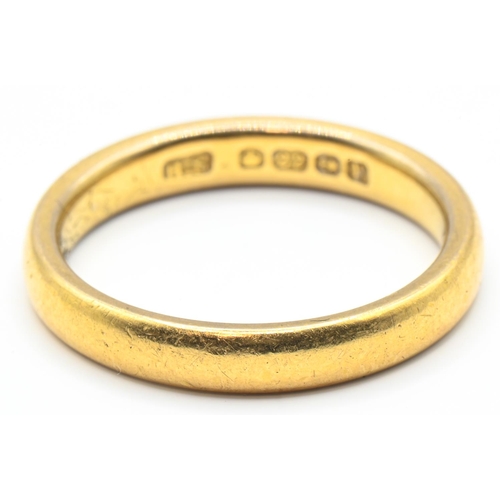 17 - 22ct gold band ring, hallmarked Birmingham 1930, size K1/2, 4.36 grams