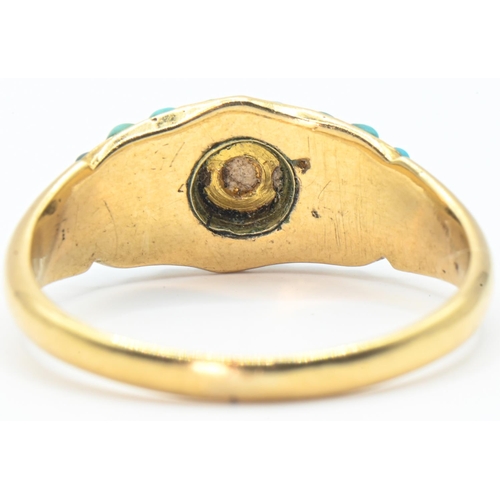 43 - Victorian yellow metal, turquoise and seed pearl ring, unmarked, size G1/2, gross weight 1.87 grams... 