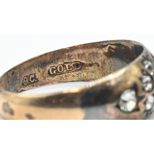 45 - Yellow metal and paste ring, marked AM and 9C GOLD, tested as 9ct gold, size L1/2, gross weight 1.49... 