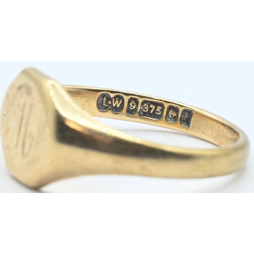 81 - 9ct gold signet ring, initialled, Birmingham hallmark, size M, 2.82 grams