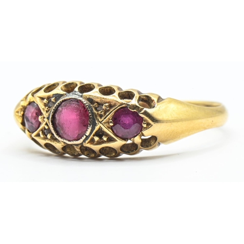 84 - 18ct gold, red stone and paste ring, Birmingham hallmark, size Q, gross weight 2.43 grams