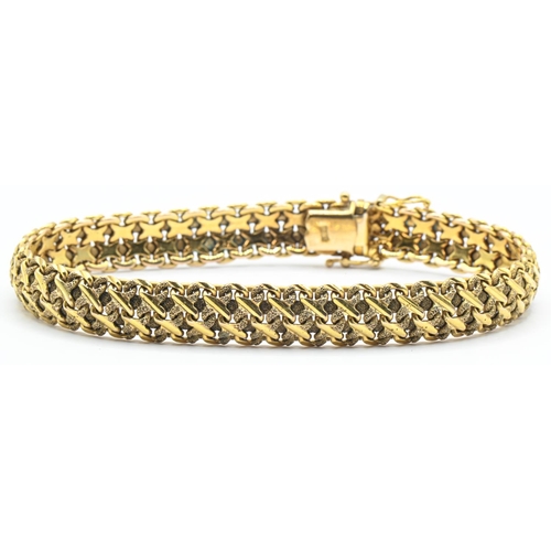 113 - 9ct gold articulated fancy link bracelet, import hallmark for London 1979, length 188mm, 20.48 grams... 