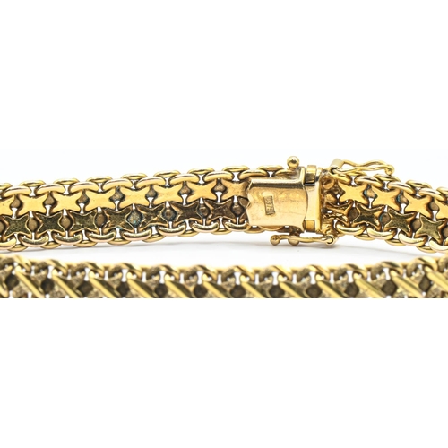 113 - 9ct gold articulated fancy link bracelet, import hallmark for London 1979, length 188mm, 20.48 grams... 