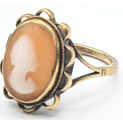 124 - Yellow metal mounted cameo ring, marked 9CT GOLD, tested as 9ct gold, size M, gross weight 3 grams... 