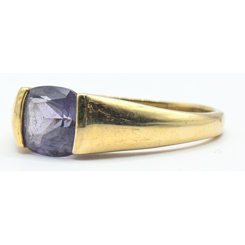 164 - 9ct gold and amethyst ring, hallmarked, size Q1/2, gross weight 2.95 grams