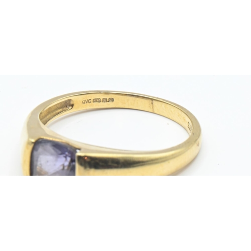 164 - 9ct gold and amethyst ring, hallmarked, size Q1/2, gross weight 2.95 grams