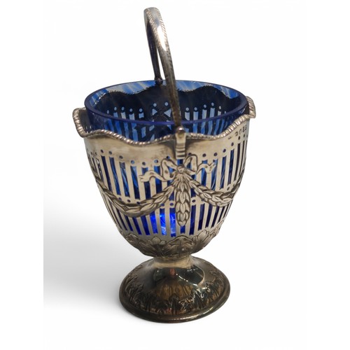 204 - George III silver pierced sugar basket, maker's mark rubbed, London 1815, with foliate swags and car... 