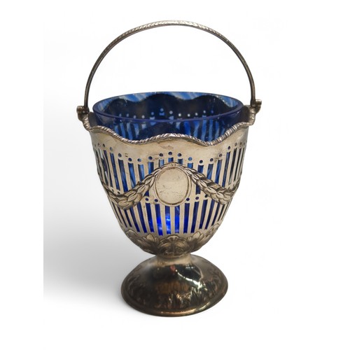 204 - George III silver pierced sugar basket, maker's mark rubbed, London 1815, with foliate swags and car... 