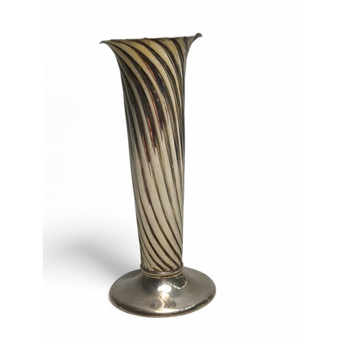 206 - Late Victorian silver vase, Atkin Brothers, Sheffield 1890, with a spiralled fluted design, height 1... 