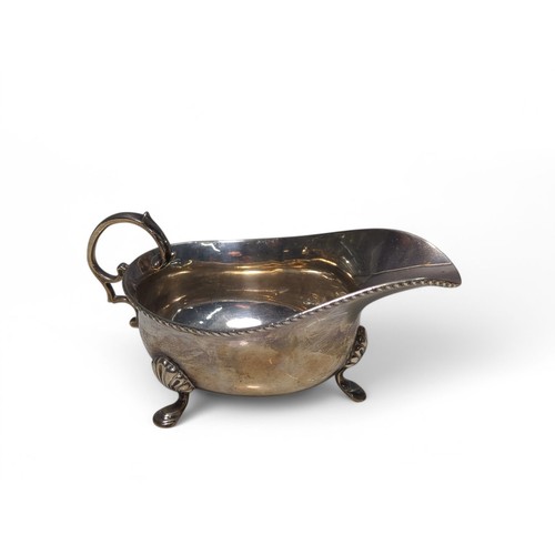 207 - George V silver sauce boat, Edward Barnard & Sons Ltd, London 1926, with gadrooned rim, polished... 