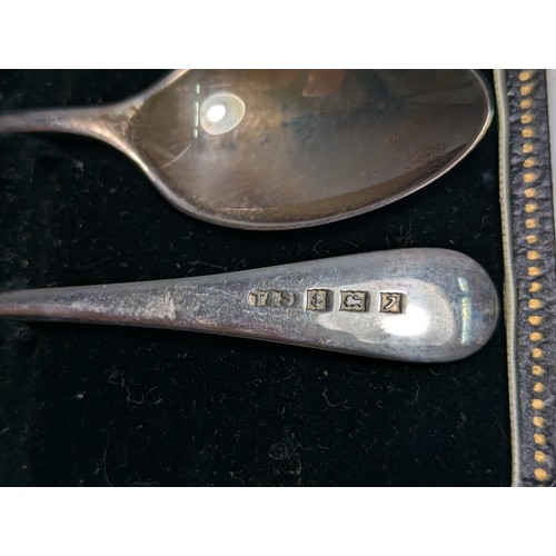 214 - Cased Elizabeth II set of six silver fiddle and shell pattern demitasse spoons, Turner & Si... 