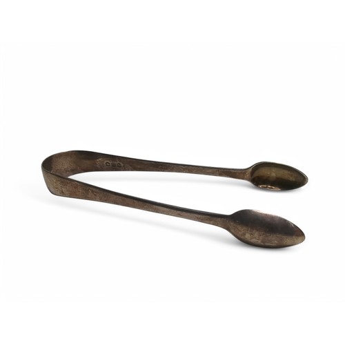 226 - Silverware, comprising: a George III pair of sugar tongs, RB 1818; George V small engine-turned ciga... 