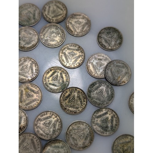 246 - Collection of South African silver coins, including 63.1 grams of pre-1950 threepences (800-gra... 