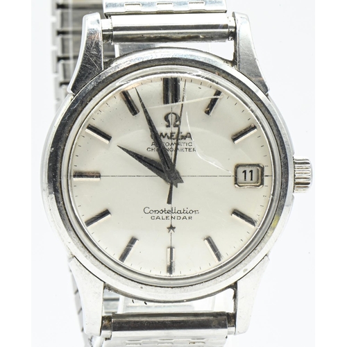 257 - Omega automatic chronometer Constellation Calendar stainless steel cased watch, circa 1959, the silv... 