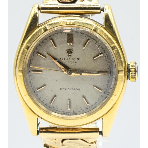 260 - Rolex Oyster Precision 18ct gold cased watch, the silvered dial with applied gold baton markers, sig... 