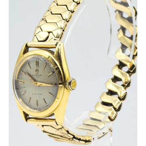 260 - Rolex Oyster Precision 18ct gold cased watch, the silvered dial with applied gold baton markers, sig... 