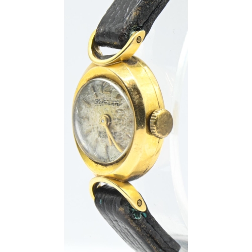 264 - 18ct gold cased ladies watch, the dial marked 'Hoffmann incabloc 17 jewels', case reverse with Swiss... 