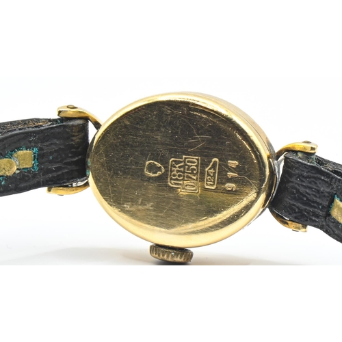 264 - 18ct gold cased ladies watch, the dial marked 'Hoffmann incabloc 17 jewels', case reverse with Swiss... 