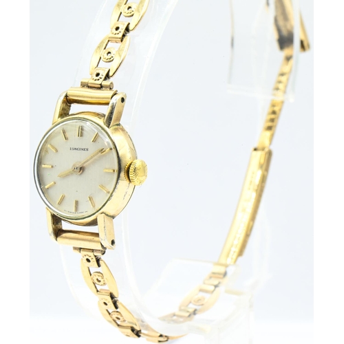 274 - Longines ladies gold plated cased watch, circa 1967, with a later 9ct gold strap, the silvered dial ... 