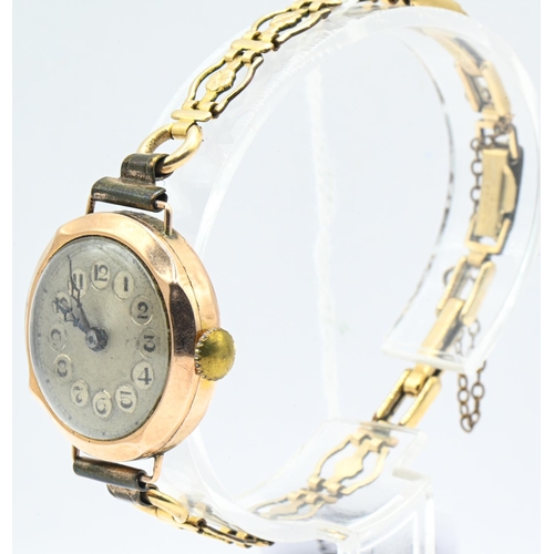 277 - 9ct gold cased ladies watch, the silvered dial with Arabic numerals, movement marked A.S. Swiss Made... 