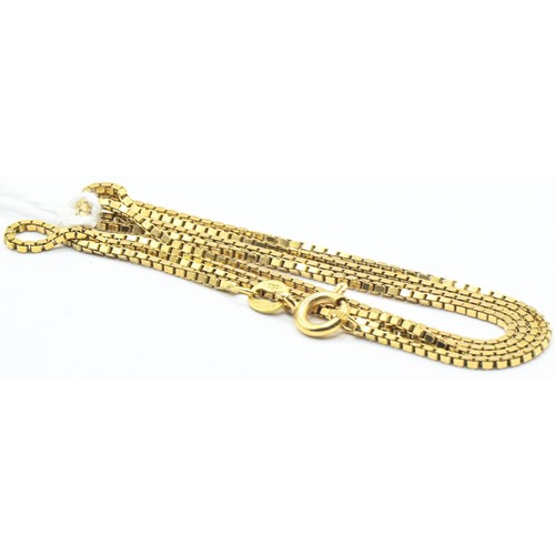 123 - 18ct gold box link neck chain, Italian marks, length 500mm, 5.14 grams