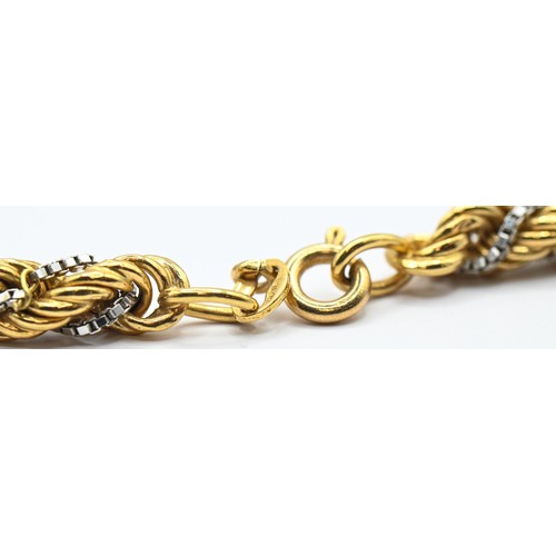 2 - Italian 18ct bi-colour gold rope twist necklace, stamped Valor and with Italian marks, length 620mm,... 