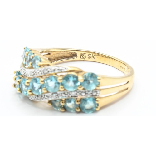 55 - 9ct gold, blue stone and diamond ring, hallmarked, size Q1/2, gross weight 3.54 grams