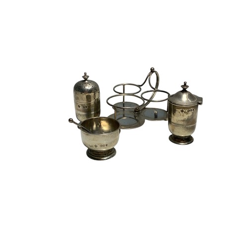 217 - Late Victorian silver cruet set, Horace Woodward & Co Ltd, London 1893, glass to mustard, g... 