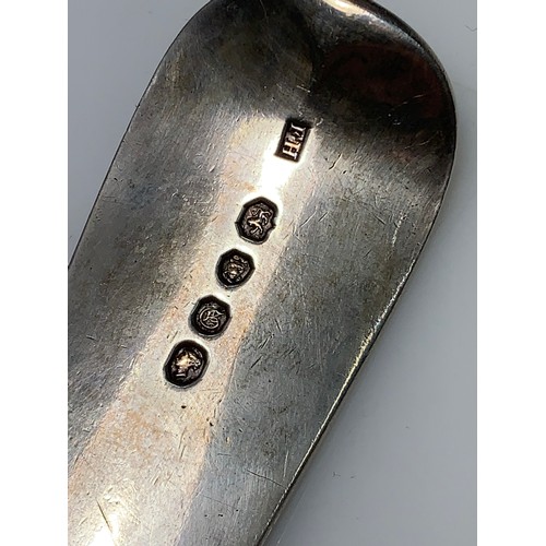 219 - Early Victorian silver fiddle pattern fish slice, Francis Higgins II, London 1842, length 31.5cm, 19... 