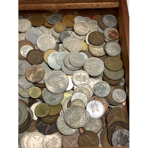 242 - Assorted British and world coins, gross weight including box 4.22kg