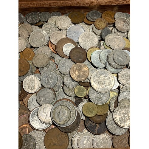 242 - Assorted British and world coins, gross weight including box 4.22kg