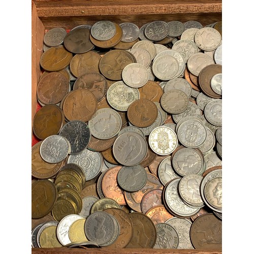 242 - Assorted British and world coins, gross weight including box 4.22kg