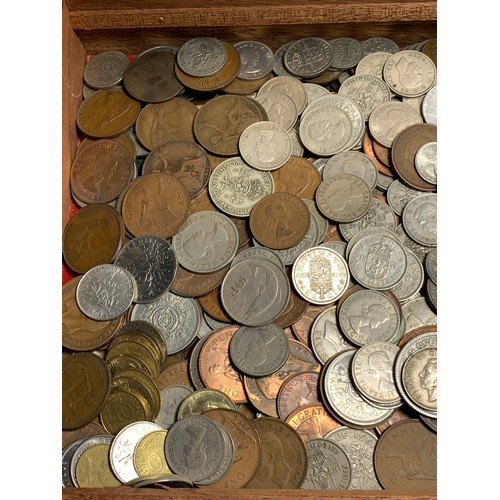 242 - Assorted British and world coins, gross weight including box 4.22kg