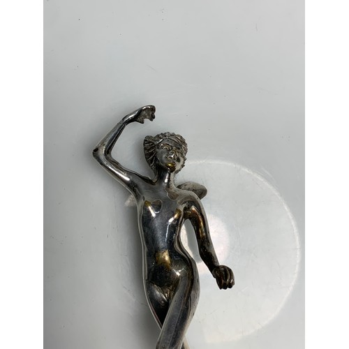 290 - Vintage Art Deco car bonnet mascot of nude winged women, total height 19cm