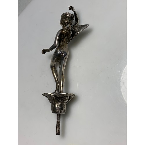 290 - Vintage Art Deco car bonnet mascot of nude winged women, total height 19cm