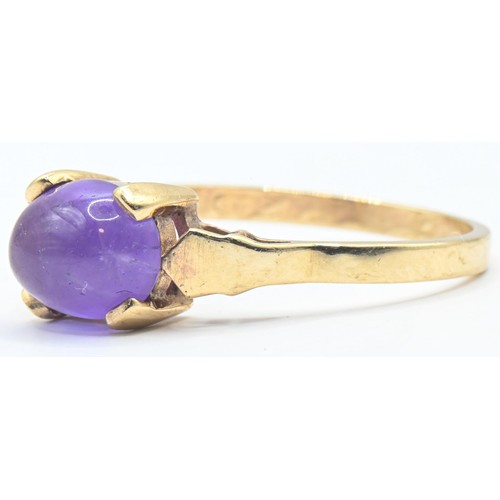 150 - 9ct gold and cabochon amethyst ring, hallmarked, size Q1/2, gross weight 2.68 grams