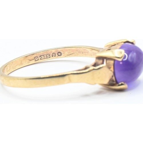 150 - 9ct gold and cabochon amethyst ring, hallmarked, size Q1/2, gross weight 2.68 grams