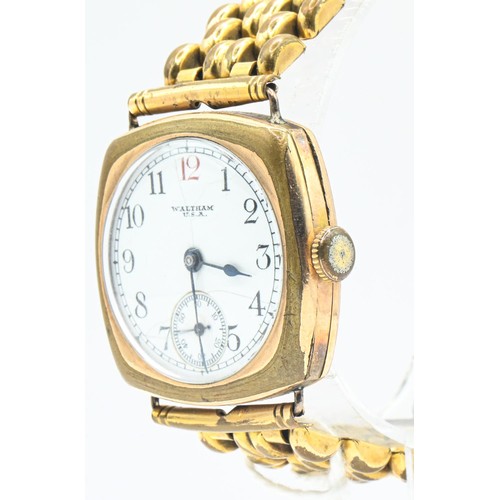 262 - Waltham USA gold plated cased watch, circa 1926, the white enamel dial with Arabic numerals and subs... 