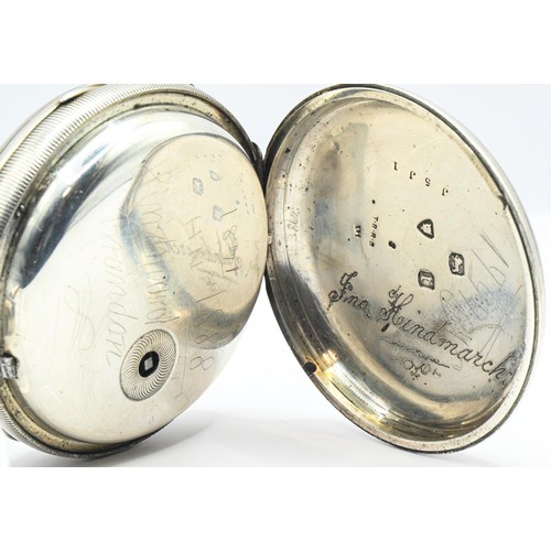 263 - Victorian silver cased open face key wind pocket watch, the white enamel dial with Roman numerals an... 